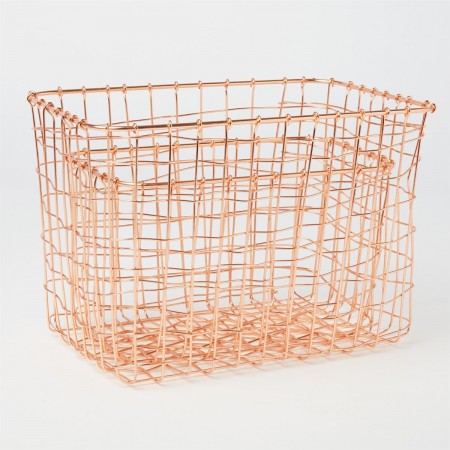 Set of 2 copper wire mesh rectangular baskets