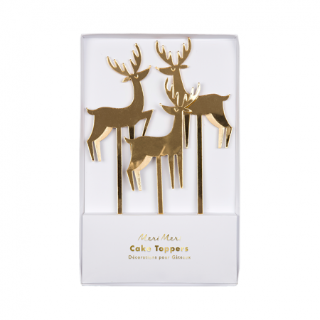 Gold Acrylic Reindeer Cake Toppers (3u.)