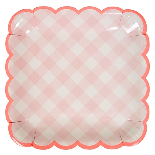 Pink Gingham large plate (12u.)