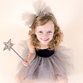 Clip Tul gris/dorado purpurina 2