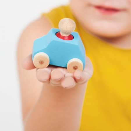 Turquoise wooden toy car