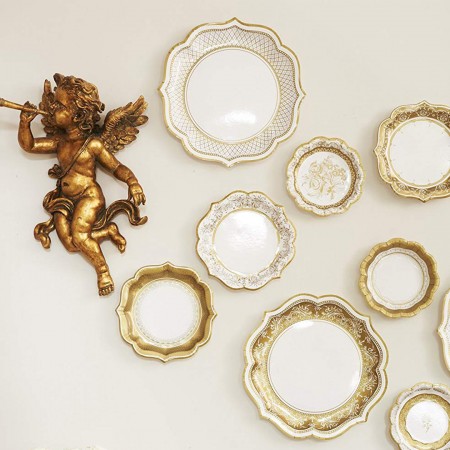 Porcelani party gold plate medium (12u)