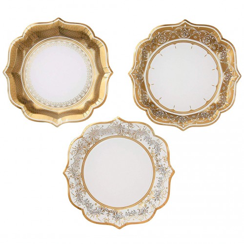 Porcelani party gold plate medium (12u)