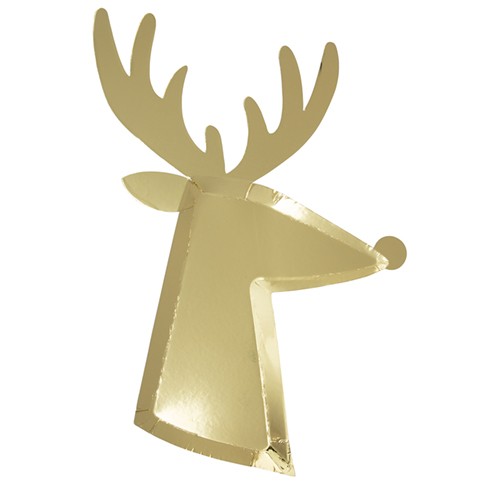 Gold Reindeer Plates  (8u)