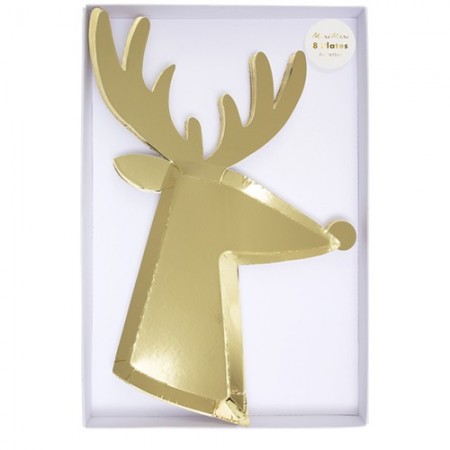 Gold Reindeer Plates  (8u)