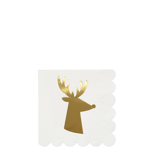 Gold Reindeer Napkins Small (16u)