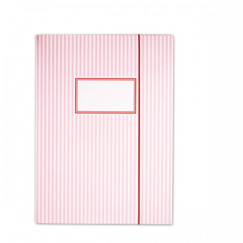 Elasticated Folder Stripes Pink - A4