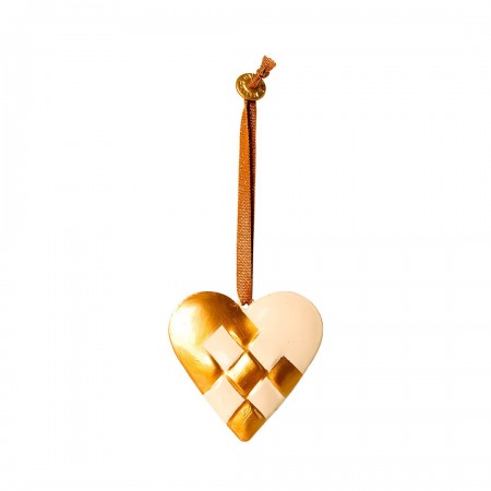 Metal Ornament Braided Heart - Gold