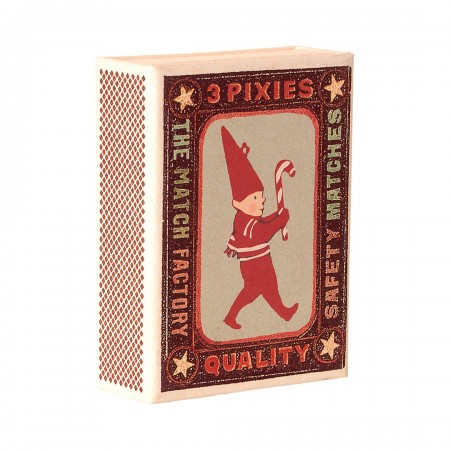 Metal Ornament in matchbox - 3 Pixies
