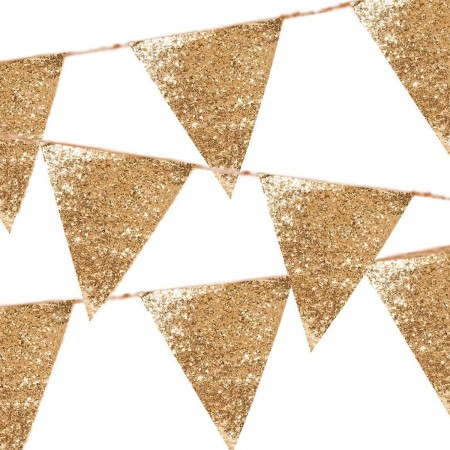 Luxe Gold Glitter Bunting Garland - 3m