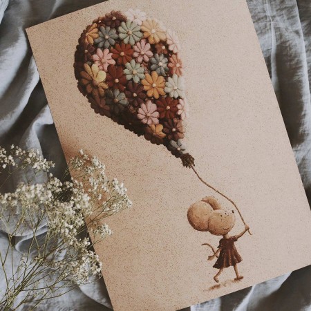 Flower Balloon - Poster A4