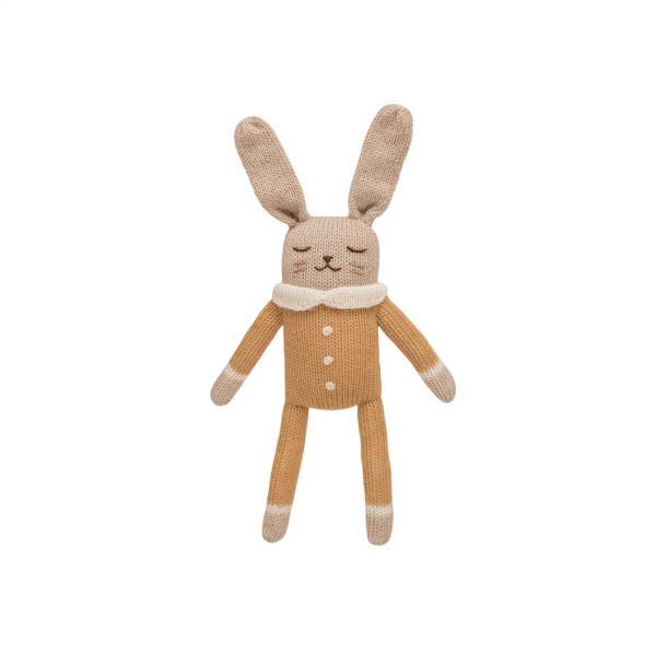 Soft Toy in Ochre Jumpsuit - Bunny