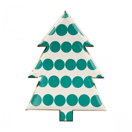 Patterned Christmas Tree Plates - 8u