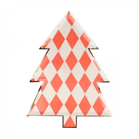 Patterned Christmas Tree Plates - 8u