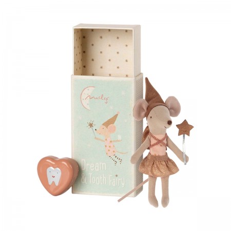 Tooth Fairy Mouse in Matchbox -  Big Rose (12cm)
