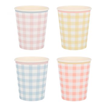 Vasos de papel Gingham - 12u.