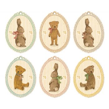 Gift Tags Bunnies and Teddies - 12 pcs