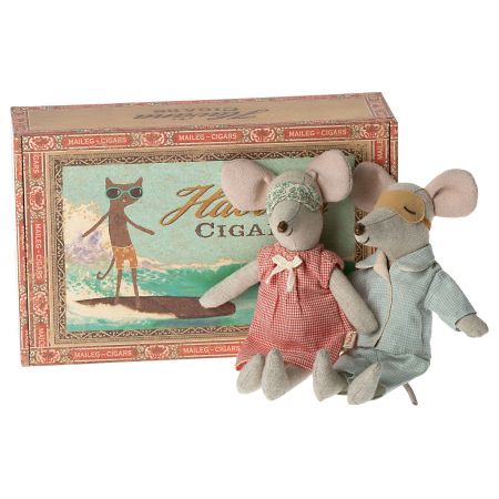 Muñecos ratoncitos Papá y Mamá en caja (15cm)