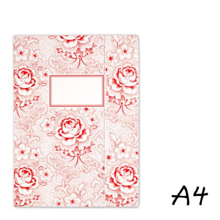Carpeta con Estampado Rosas Rojas, con elástico - A4