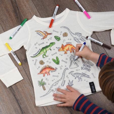 Camiseta Dinosaurio - Kit para colorear - Talla 6-8