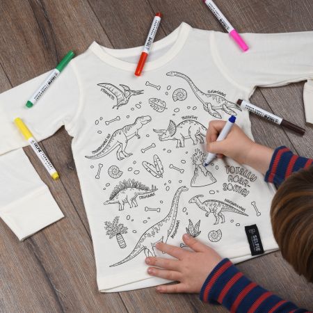 Camiseta Dinosaurio - Kit para colorear - Talla 8-10