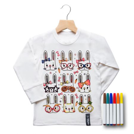  Camiseta Conejitos Bunny - Kit para colorear - Talla 6-8