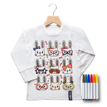  Camiseta Conejitos Bunny - Kit para colorear - Talla 4-6