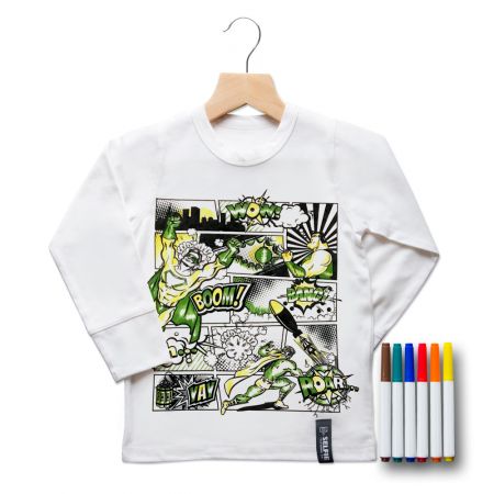  Camiseta Superhéroe - Kit para colorear - Talla 10-12