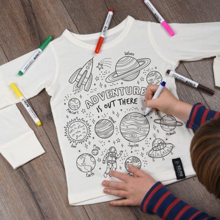  Camiseta Espacio - Kit para colorear - Talla 6-8