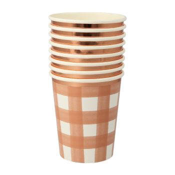 Vasos Gingham Naranja (8u) 2
