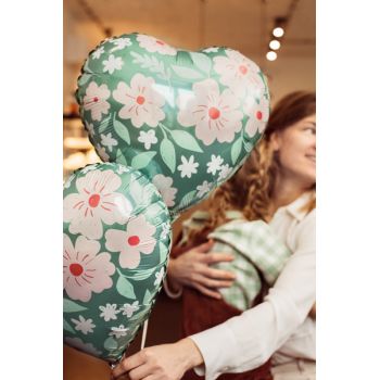 Foil balloon Heart with flowers 2