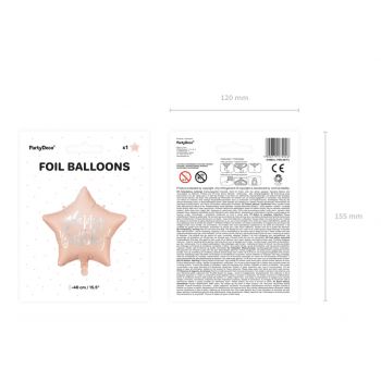 Foil balloon Happy Birthday, powder 2