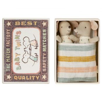 Mice Twins in Matchbox - Baby (8cm)