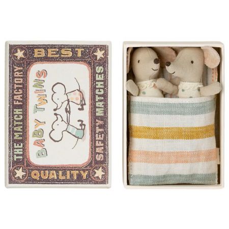 Mice Twins in Matchbox - Baby (8cm)