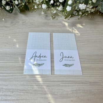 Tarjeta Trama verde personalizada (14u.) 2