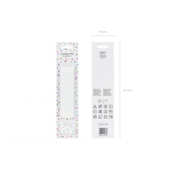 Plain Birthday candles white (12u) 2