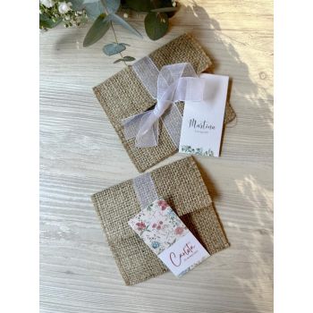 Pack 4 burlap bags with ribbon 2
