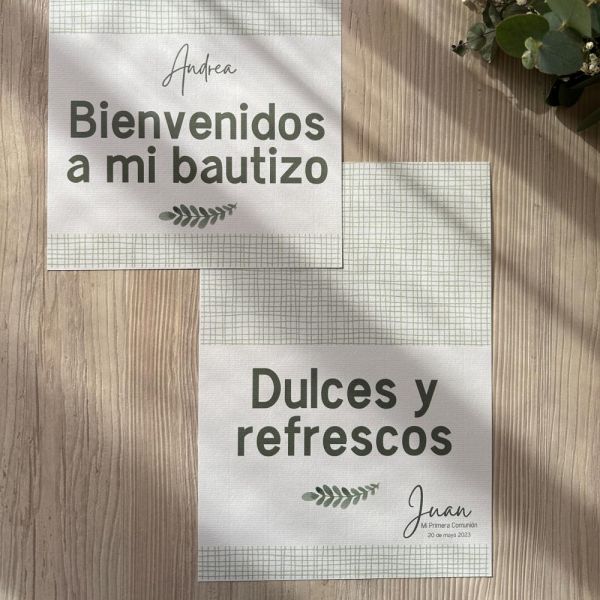 Cartel Bienvenida Comunión gris