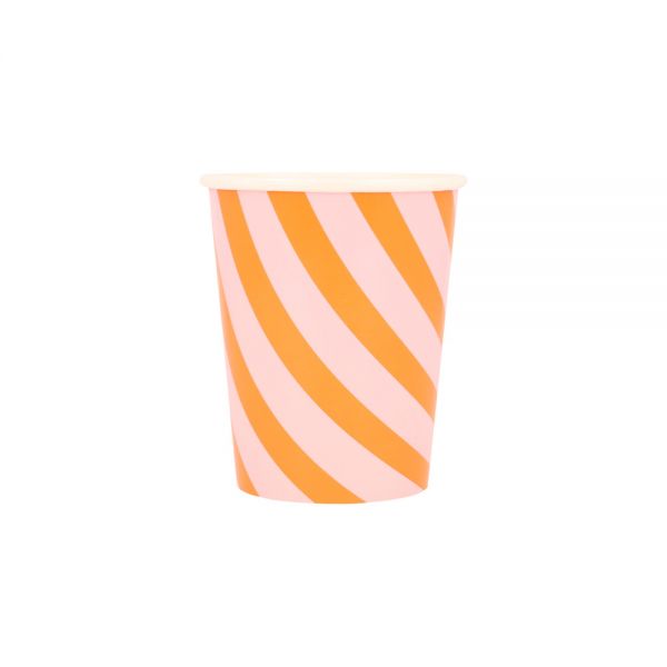 Pink & Orange Stripy Cups (8u)