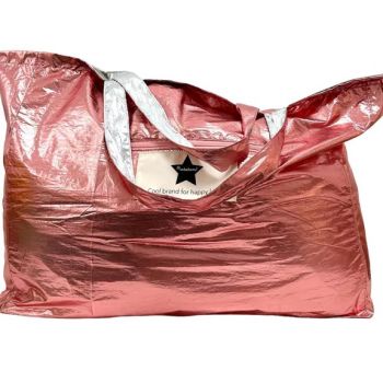 Bolsa Tote grande metalizada Rosa/Plata 2
