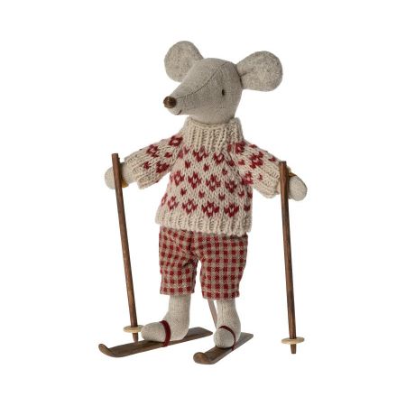 Winter Mum mouse with ski set (15cm)