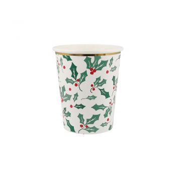 Vasos Acebo Navidad (8u) 2