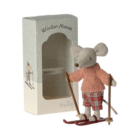 Winter Mouse with ski - Big Sister (12cm)