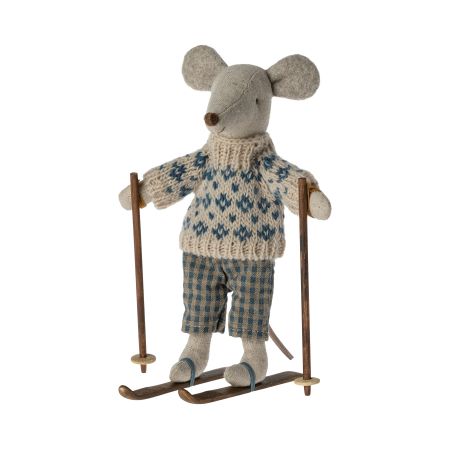 Winter mouse with ski set - Dad (15cm)