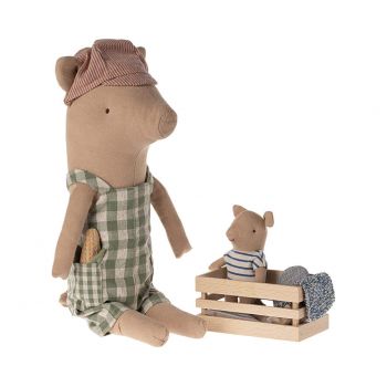 Muñeco Cerdito con peto (34cm) 2