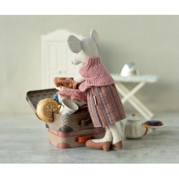 Knitted blouse and skirt in suitcase - Grandma mouse 2