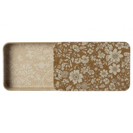 Metal box with sliding lid, Blossom - Ocher