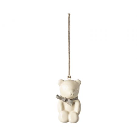 Metal  Ornament Teddy bear - Off white/Blue