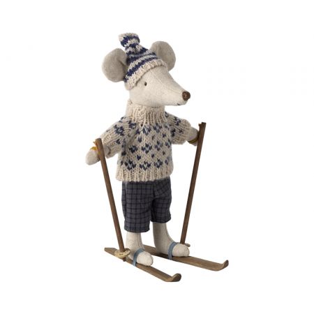 Winter Mouse with ski - Dad (15cm)