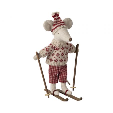 Winter Mouse with ski - Mum (15cm)